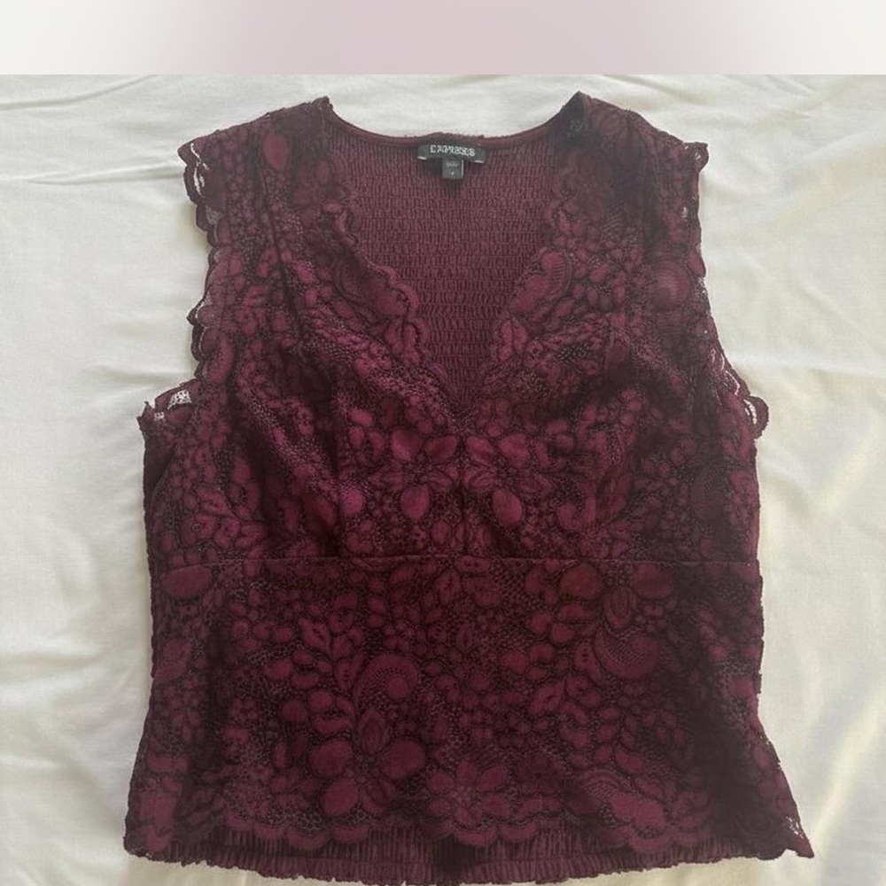 Express Deep Red Lace Blouse